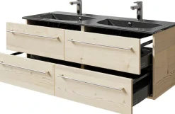 Saphir Badmöbel-Set »Serie 6025 2-teilig Mineralmarmor-Waschtisch mit LED-Spiegelschrank« 2 Stk. tlg.