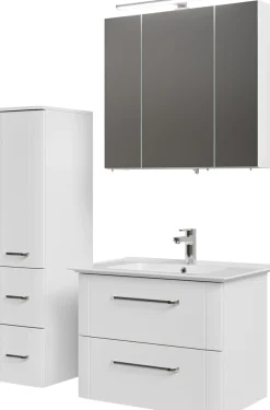 Saphir Badmöbel-Set »Serie 3006 3-teilig Keramik-Waschtisch mit Spiegelschrank« 4 Stk. tlg.