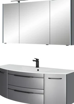 Saphir Badmöbel-Set »Serie 7045 2-teilig Mineralmarmor-Waschtisch mit LED-Spiegelschrank« Set, 2 Stk. tlg.