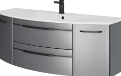 Saphir Badmöbel-Set »Serie 7045 2-teilig Mineralmarmor-Waschtisch mit LED-Spiegelschrank« Set, 2 Stk. tlg.