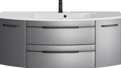 Saphir Badmöbel-Set »Serie 7045 2-teilig Mineralmarmor-Waschtisch mit LED-Spiegelschrank« Set, 2 Stk. tlg.