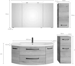 Saphir Badmöbel-Set »Serie 4010 4-teilig Keramik-Waschtisch mit LED-Spiegelschrank« Set,