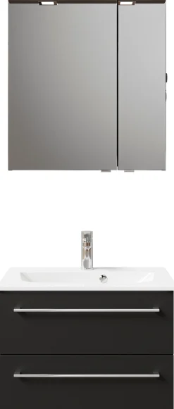 Saphir Badmöbel-Set »Serie 6025 2-teilig Mineralmarmor-Waschtisch mit LED-Spiegelschrank« 2 Stk. tlg.