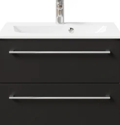 Saphir Badmöbel-Set »Serie 6025 2-teilig Mineralmarmor-Waschtisch mit LED-Spiegelschrank« 2 Stk. tlg.