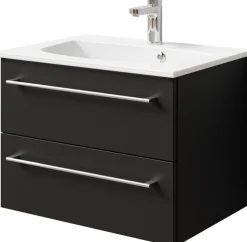 Saphir Badmöbel-Set »Serie 6025 2-teilig Mineralmarmor-Waschtisch mit LED-Spiegelschrank« 2 Stk. tlg.