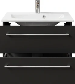 Saphir Badmöbel-Set »Serie 6025 2-teilig Mineralmarmor-Waschtisch mit LED-Spiegelschrank« 2 Stk. tlg.