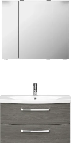Saphir Badmöbel-Set »Serie 4010 2-teilig Keramik-Waschtisch mit LED-Spiegelschrank« Set,