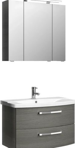 Saphir Badmöbel-Set »Serie 4010 2-teilig Keramik-Waschtisch mit LED-Spiegelschrank« Set,