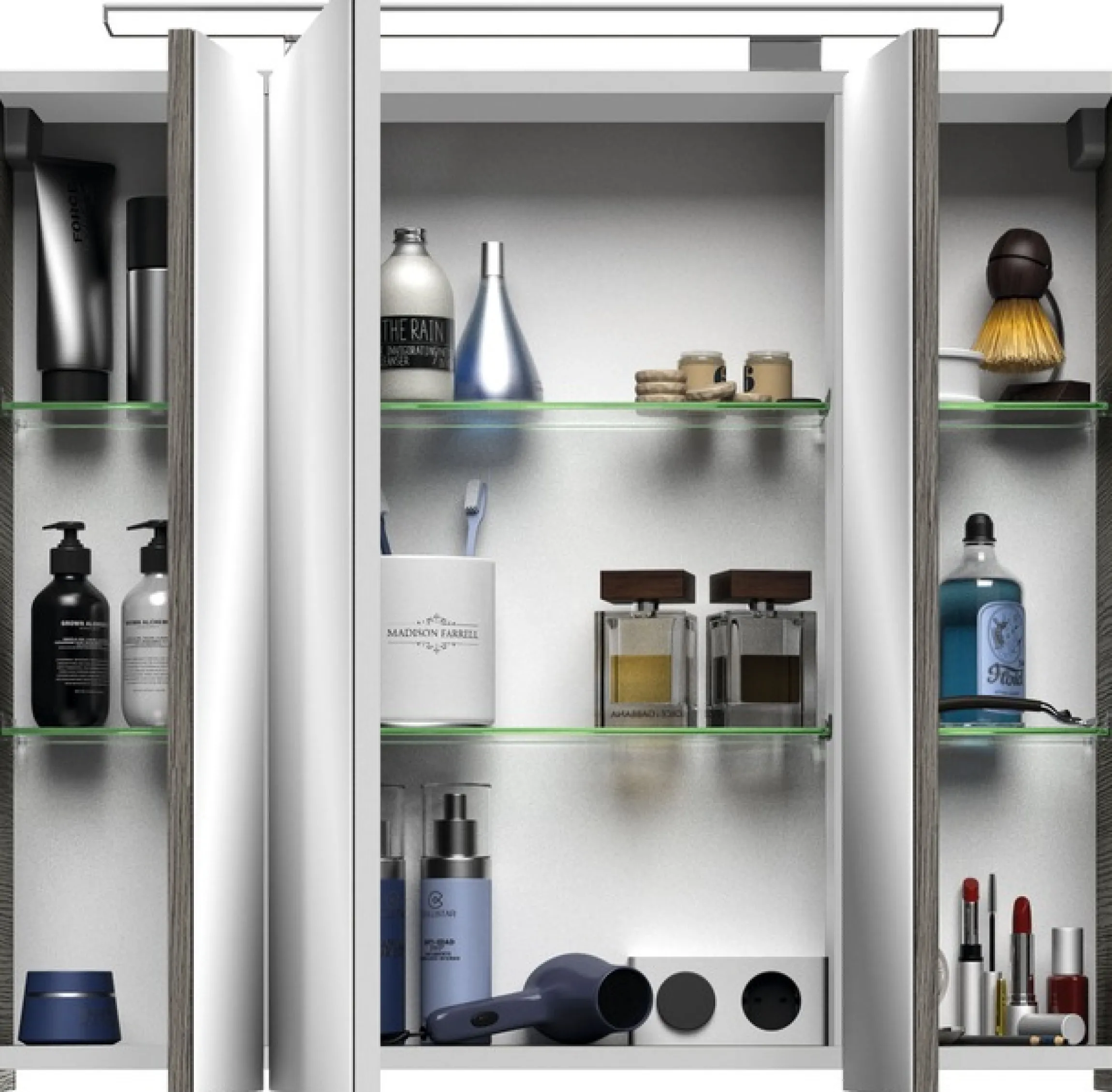 Saphir Badmöbel-Set »Serie 4010 2-teilig Keramik-Waschtisch mit LED-Spiegelschrank« Set,