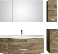 Saphir Badmöbel-Set »Serie 4010 4-teilig Keramik-Waschtisch mit LED-Spiegelschrank« Set,