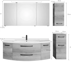 Saphir Badmöbel-Set »Serie 4010 4-teilig Keramik-Waschtisch mit LED-Spiegelschrank« Set,