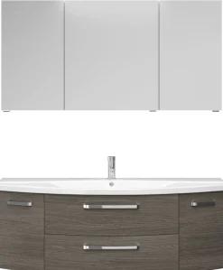 Saphir Badmöbel-Set »Serie 4010 2-teilig Keramik-Waschtisch mit LED-Spiegelschrank« Set,