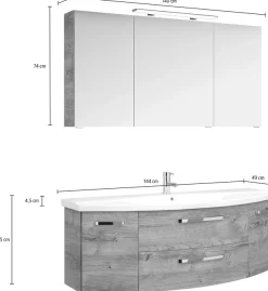 Saphir Badmöbel-Set »Serie 4010 2-teilig Keramik-Waschtisch mit LED-Spiegelschrank« Set,
