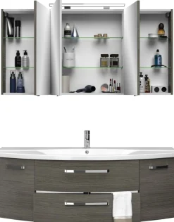 Saphir Badmöbel-Set »Serie 4010 2-teilig Keramik-Waschtisch mit LED-Spiegelschrank« Set,