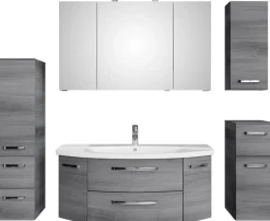 Saphir Badmöbel-Set »Serie 4010 5-teilig Keramik-Waschtisch mit LED-Spiegelschrank« Set,