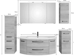 Saphir Badmöbel-Set »Serie 4010 5-teilig Keramik-Waschtisch mit LED-Spiegelschrank« Set,