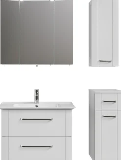 Saphir Badmöbel-Set »Serie 3006 4-teilig Keramik-Waschtisch mit Spiegelschrank« 5 Stk. tlg.