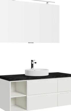 Saphir Badmöbel-Set »Serie 4035 2-teilig, Keramik-Aufsatzbecken mit LED-Spiegel« Set,