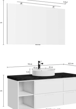 Saphir Badmöbel-Set »Serie 4035 2-teilig, Keramik-Aufsatzbecken mit LED-Spiegel« Set,