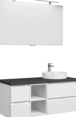 Saphir Badmöbel-Set »Serie 4035 2-teilig, Keramik-Aufsatzbecken mit LED-Spiegel« Set,