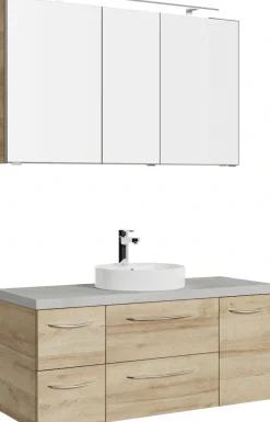 Saphir Badmöbel-Set »Serie 4035 2-teilig, Keramik-Aufsatzbecken mit LED-Spiegelschrank« Set,