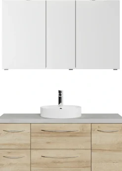 Saphir Badmöbel-Set »Serie 4035 2-teilig, Keramik-Aufsatzbecken mit LED-Spiegelschrank« Set,
