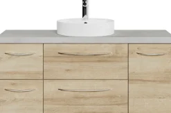 Saphir Badmöbel-Set »Serie 4035 2-teilig, Keramik-Aufsatzbecken mit LED-Spiegelschrank« Set,