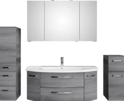Saphir Badmöbel-Set »Serie 4010 4-teilig Keramik-Waschtisch mit LED-Spiegelschrank« Set,