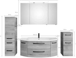 Saphir Badmöbel-Set »Serie 4010 4-teilig Keramik-Waschtisch mit LED-Spiegelschrank« Set,