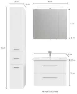 Saphir Badmöbel-Set »Serie 3006 3-teilig Keramik-Waschtisch mit Spiegelschrank« 4 Stk. tlg.