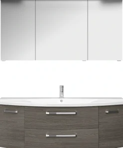 Saphir Badmöbel-Set »Serie 4010 2-teilig Keramik-Waschtisch mit LED-Spiegelschrank« Set,