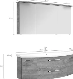 Saphir Badmöbel-Set »Serie 4010 2-teilig Keramik-Waschtisch mit LED-Spiegelschrank« Set,