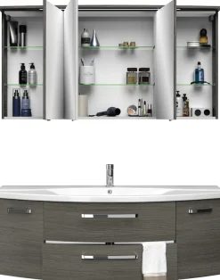 Saphir Badmöbel-Set »Serie 4010 2-teilig Keramik-Waschtisch mit LED-Spiegelschrank« Set,
