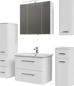 Saphir Badmöbel-Set »Serie 3006 5-teilig Keramik-Waschtisch mit Spiegelschrank« 6 Stk. tlg.