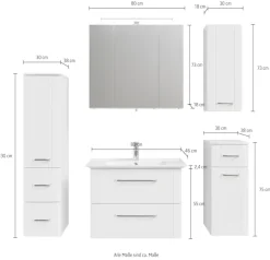 Saphir Badmöbel-Set »Serie 3006 5-teilig Keramik-Waschtisch mit Spiegelschrank« 6 Stk. tlg.