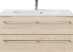 Saphir Badmöbel-Set »Serie 6025 2-teilig Mineralmarmor-Waschtisch mit LED-Spiegelschrank« 2 Stk. tlg.