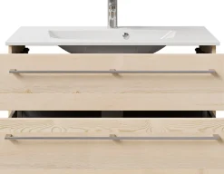 Saphir Badmöbel-Set »Serie 6025 2-teilig Mineralmarmor-Waschtisch mit LED-Spiegelschrank« 2 Stk. tlg.