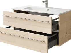 Saphir Badmöbel-Set »Serie 6025 2-teilig Mineralmarmor-Waschtisch mit LED-Spiegelschrank« 2 Stk. tlg.