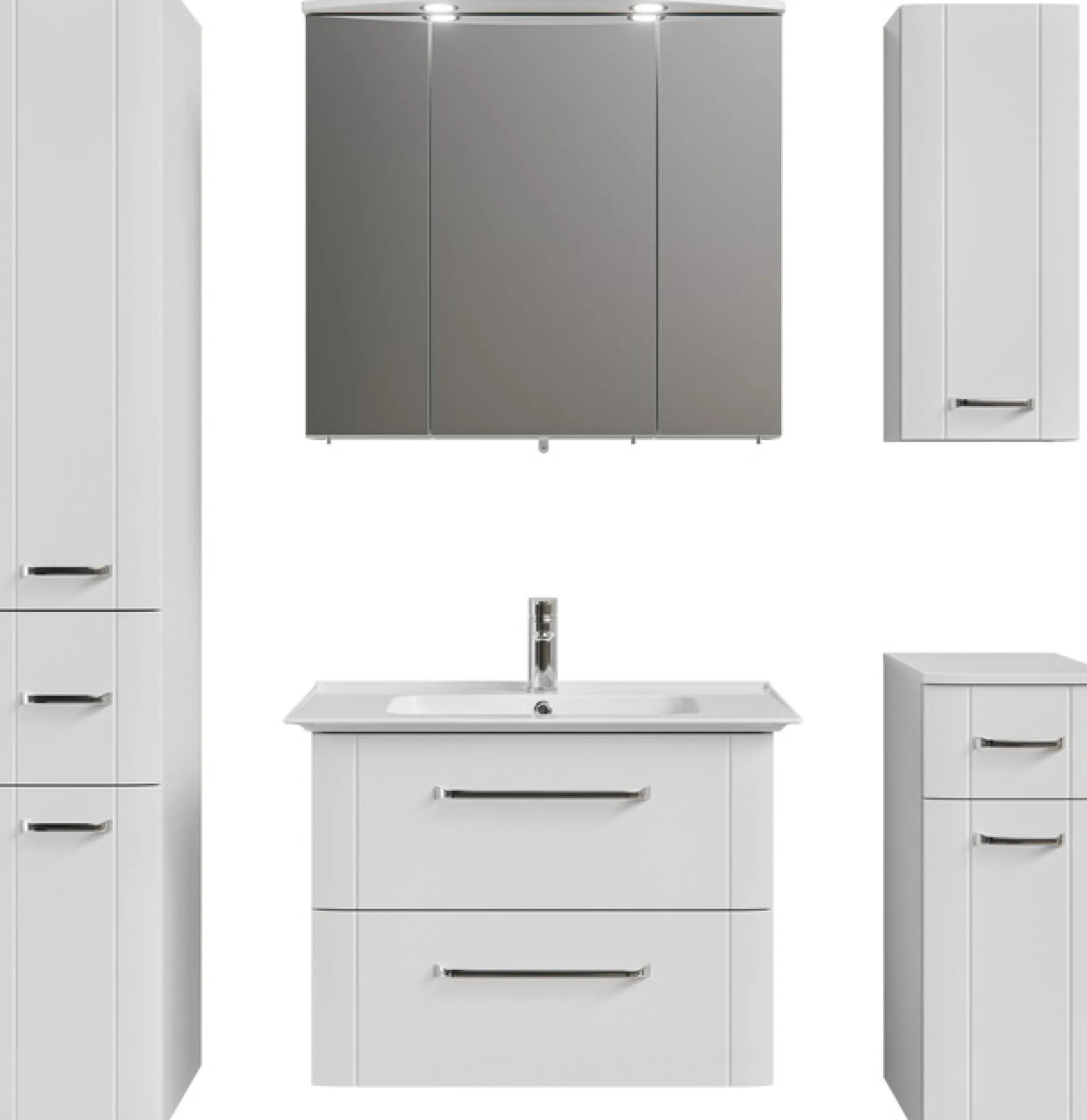Saphir Badmöbel-Set »Serie 3006 5-teilig Keramik-Waschtisch mit Spiegelschrank« 6 Stk. tlg.