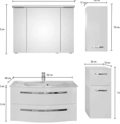 Saphir Badmöbel-Set »Serie 4005, vormontiert, Glaswaschbecken, Spiegelschrank« Set, 5 Stk. tlg.