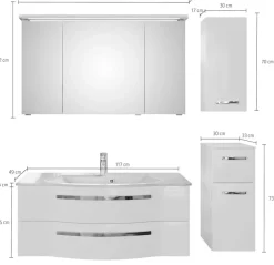 Saphir Badmöbel-Set »Serie 4005, vormontiert, Glaswaschbecken, Spiegelschrank« Set, 5 Stk. tlg.
