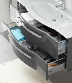 Saphir Badmöbel-Set »Serie 4005, vormontiert, Glaswaschbecken, Spiegelschrank« 3 Stk. tlg.