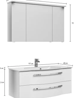 Saphir Badmöbel-Set »Serie 4005, vormontiert, Glaswaschbecken, Spiegelschrank« 3 Stk. tlg.