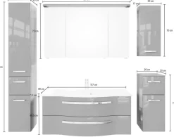 Saphir Badmöbel-Set »Serie 4005, vormontiert, Glaswaschbecken, Spiegelschrank« Set, 6 Stk. tlg.