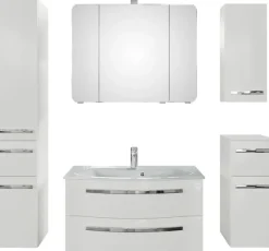 Saphir Badmöbel-Set »Serie 4005, vormontiert, Glaswaschbecken, Spiegelschrank« Set, 6 Stk. tlg.