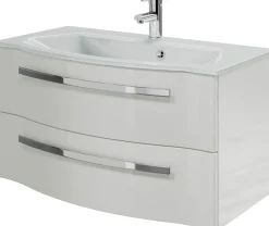 Saphir Badmöbel-Set »Serie 4005, vormontiert, Glaswaschbecken, Spiegelschrank« Set, 6 Stk. tlg.