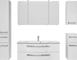 Saphir Badmöbel-Set »Serie 4005, vormontiert, Glaswaschbecken, Spiegelschrank« Set, 6 Stk. tlg.