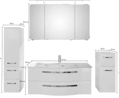 Saphir Badmöbel-Set »Serie 4005, vormontiert, Glaswaschbecken, Spiegelschrank« Set, 5 Stk. tlg.