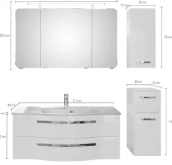 Saphir Badmöbel-Set »Serie 4005, vormontiert, Glaswaschbecken, Spiegelschrank« Set, 5 Stk. tlg.