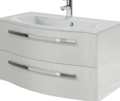 Saphir Badmöbel-Set »Serie 4005, vormontiert, Glaswaschbecken, Spiegelschrank« Set, 5 Stk. tlg.